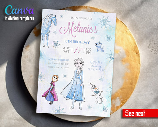 Frozen Elsa  customizable invitation template | Share or Print | girl | CS209