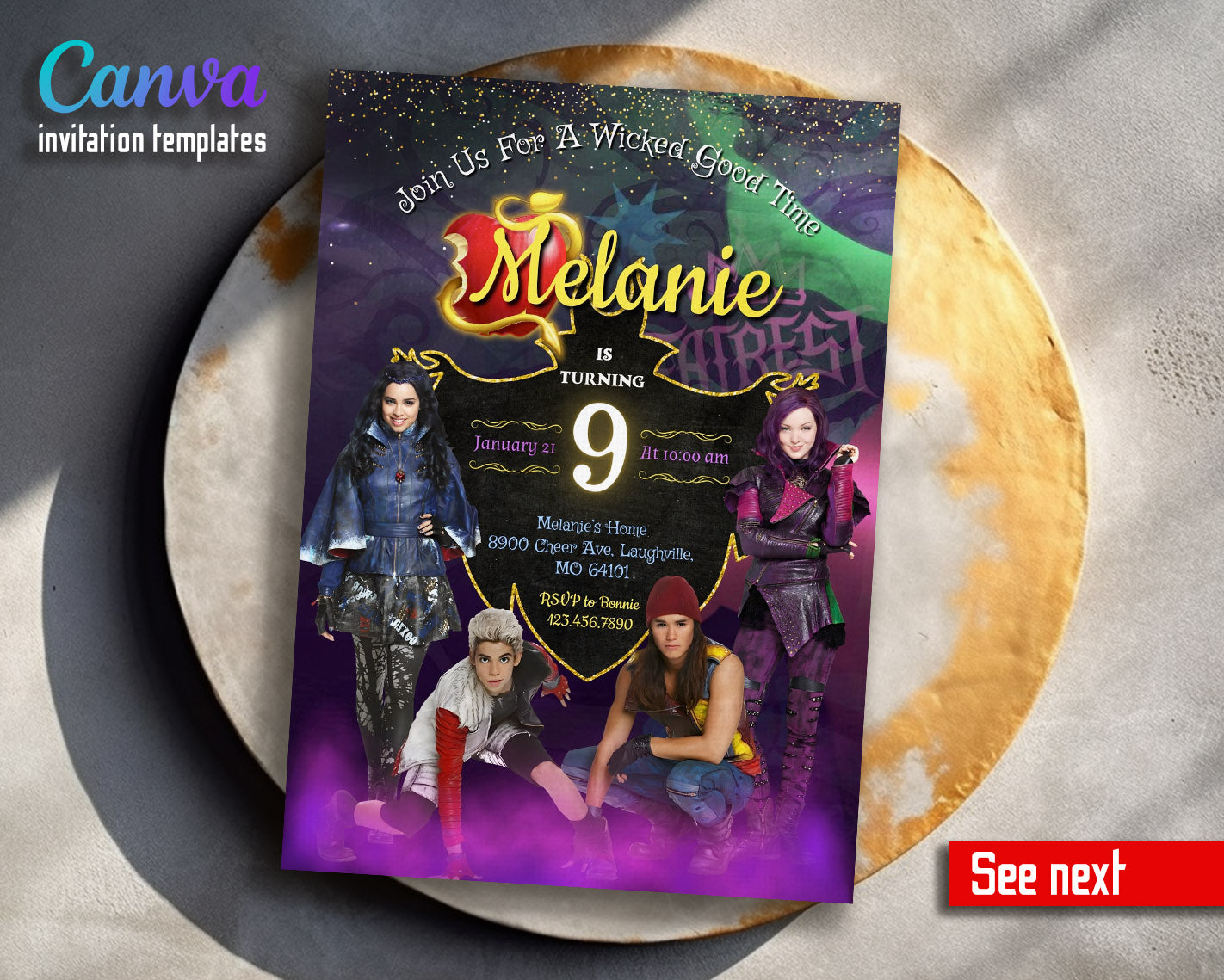 Descendants Disney  customizable invitation template | Share or Print |  | HZ798