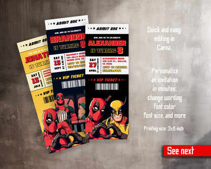 Deadpool Wolverine Marvel customizable invitation template | Share or Print | boy | BL090