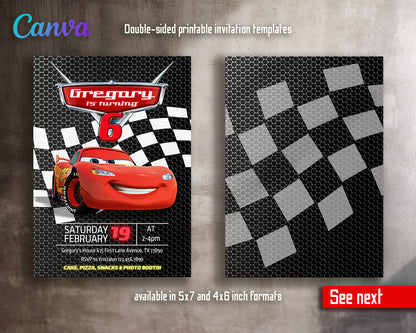 Cars Lightning McQueen customizable invitation template | Share or Print | boy | JQ140