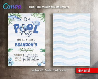 Pool Party customizable invitation template | Share or Print | boy | HK525