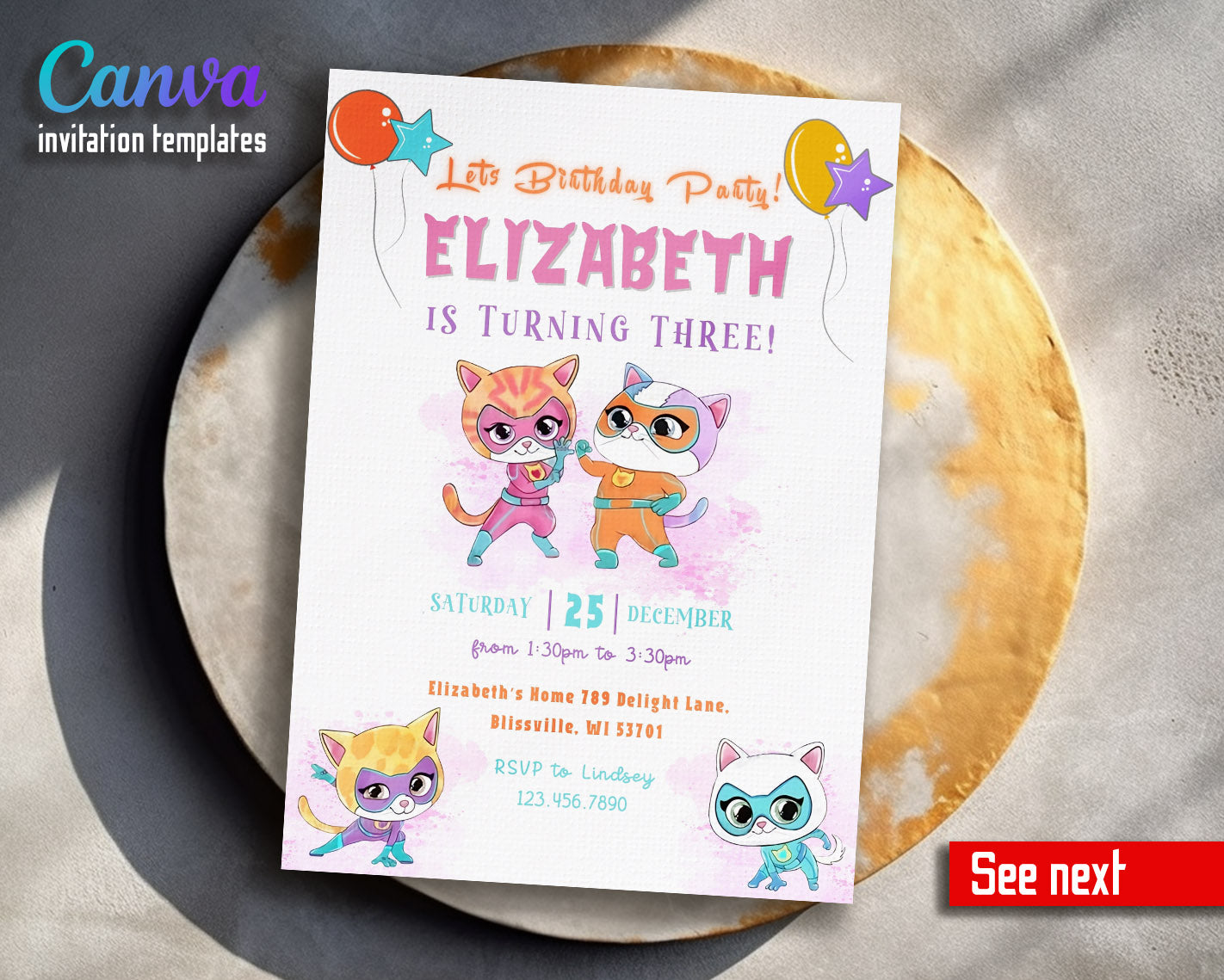 SuperKitties  customizable invitation template | Share or Print |  | NV933