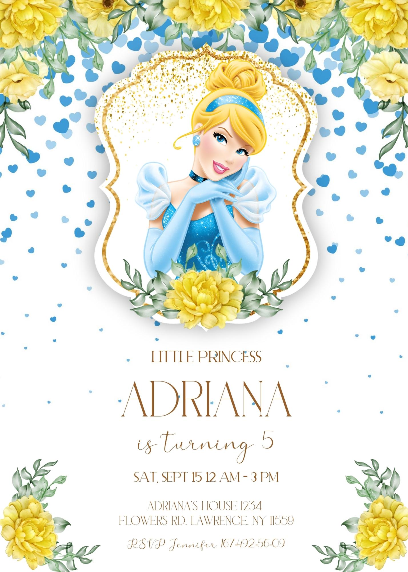 Cinderella Princess customizable invitation template | Share or Print | girl | LB482