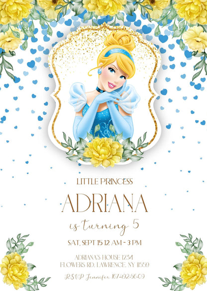 Cinderella Princess customizable invitation template | Share or Print | girl | LB482