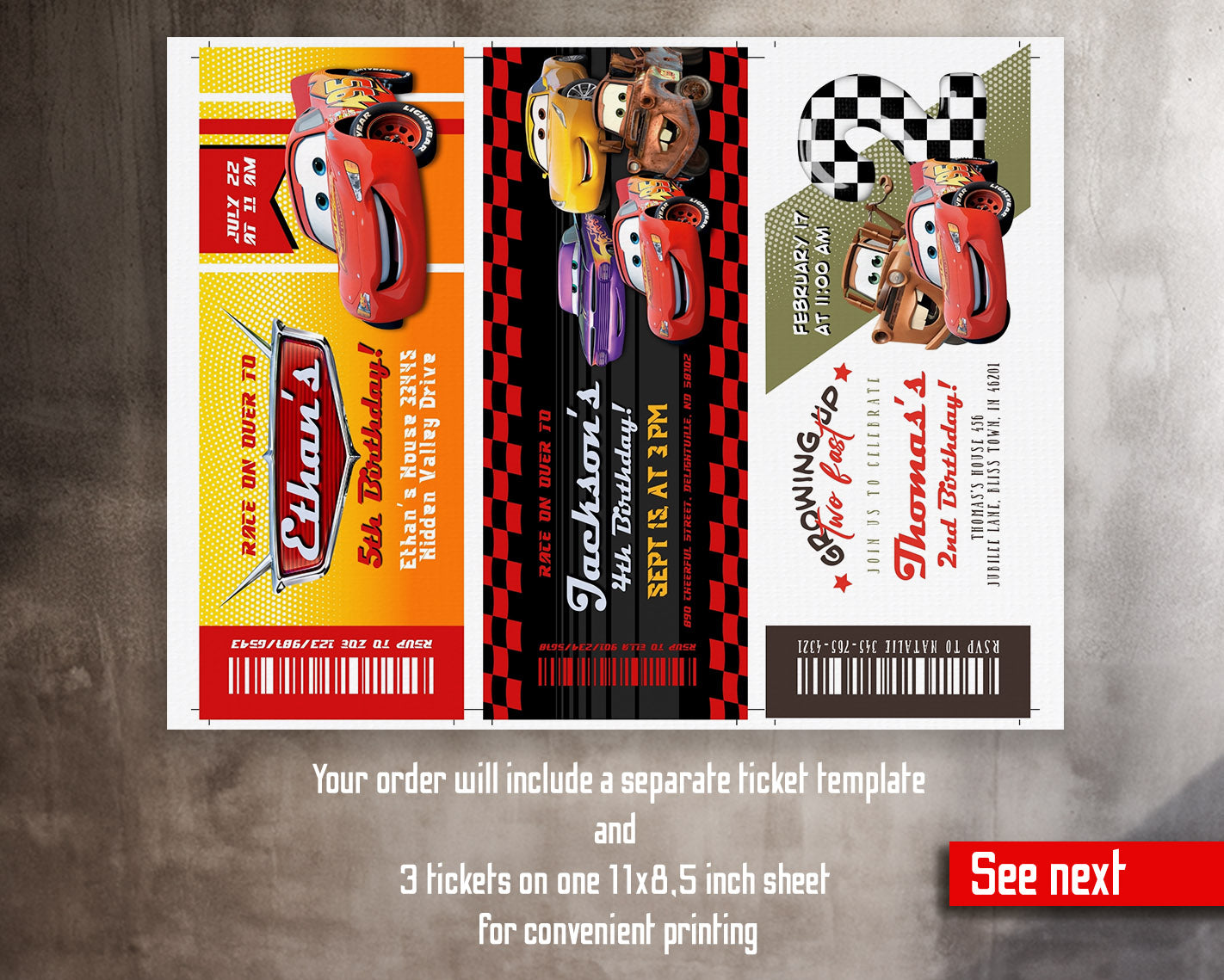 Cars Lightning McQueen customizable invitation template | Share or Print | boy | IN400