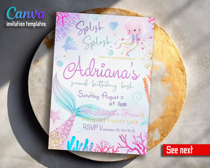 The Little Mermaid Ariel customizable invitation template | Share or Print | girl | WP642