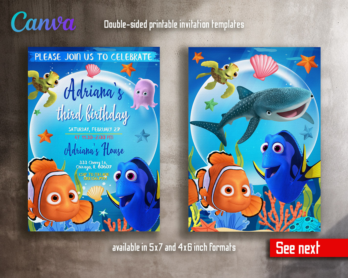 Finding Nemo customizable invitation template | Share or Print |  | RF612