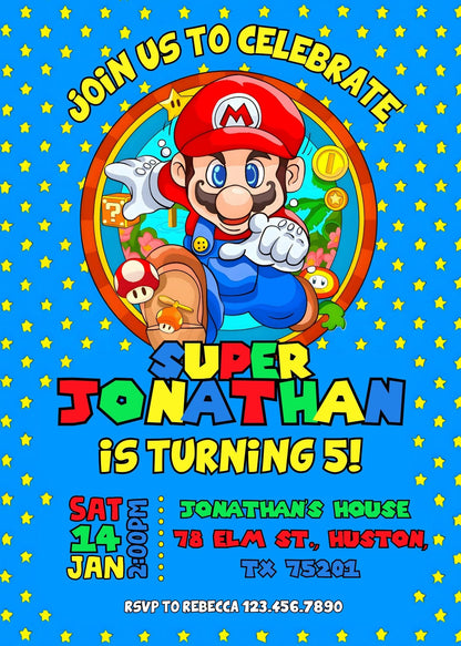 Super Mario Bros  customizable invitation template | Share or Print |  | HE499