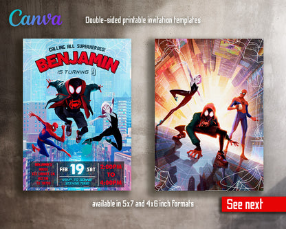 Spider Man Across the Spider-Verse customizable invitation template | Share or Print | boy | AO775