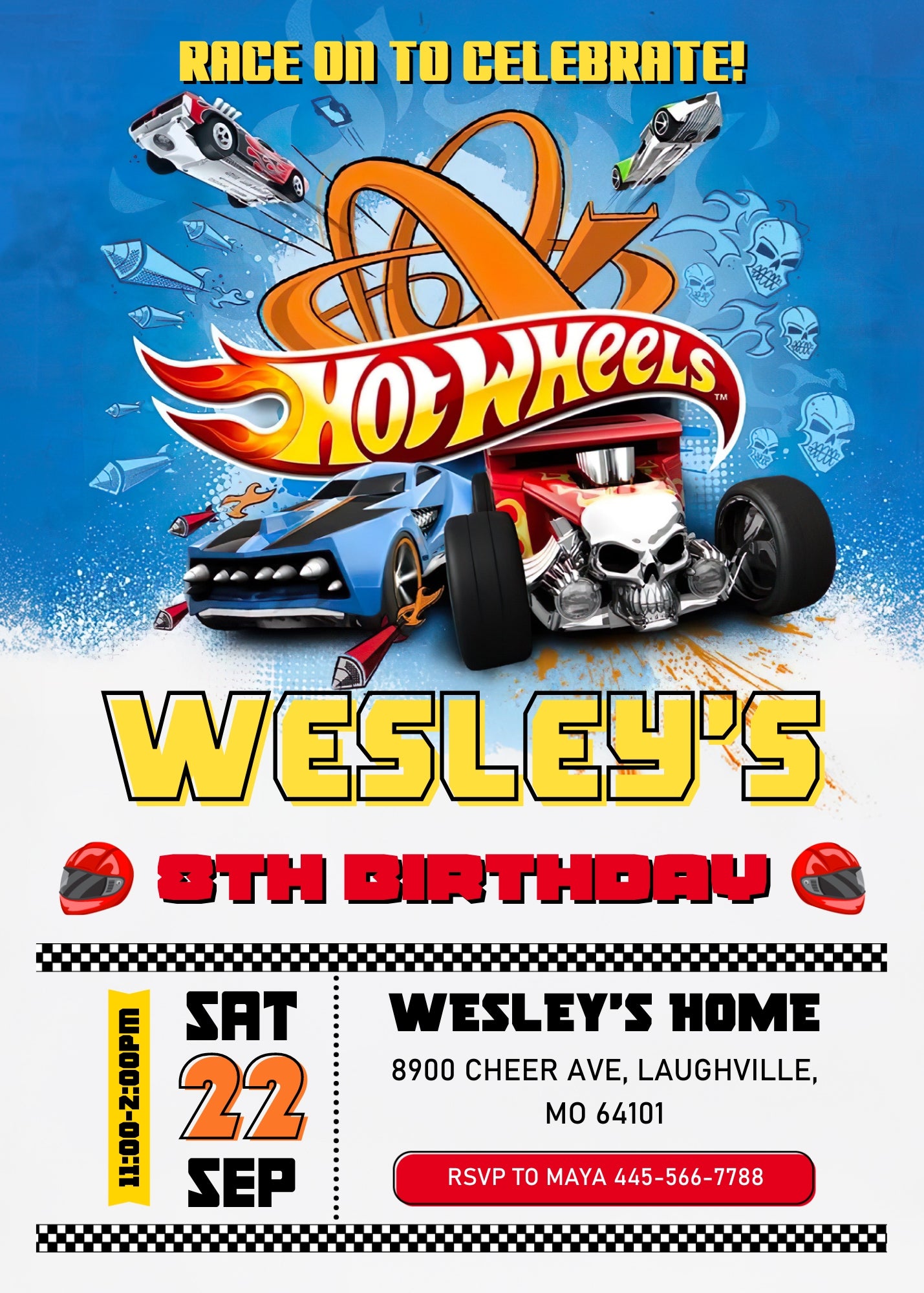 Hot Wheels Racing  customizable invitation template | Share or Print | boy | XN549