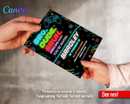 Bruh Gamer customizable invitation template | Share or Print | boy | WR789