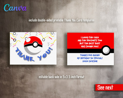 Pokemon Pikachu  customizable invitation template | Share or Print |  | KM130