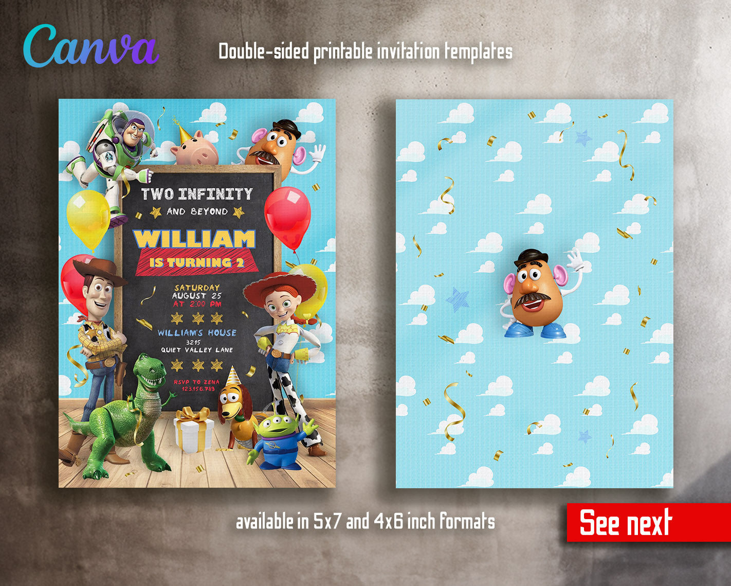 Toy Story Woody  customizable invitation template | Share or Print |  | MF764