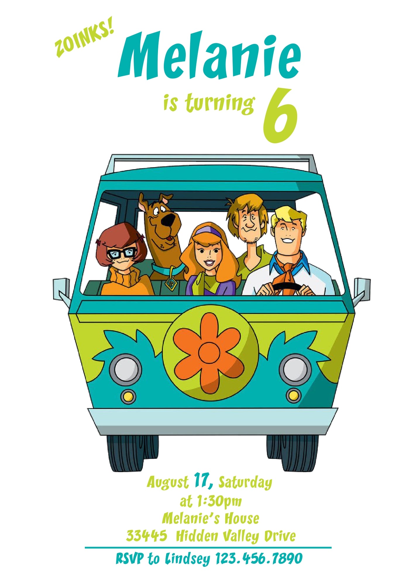 Scooby-Doo  customizable invitation template | Share or Print |  | HD223