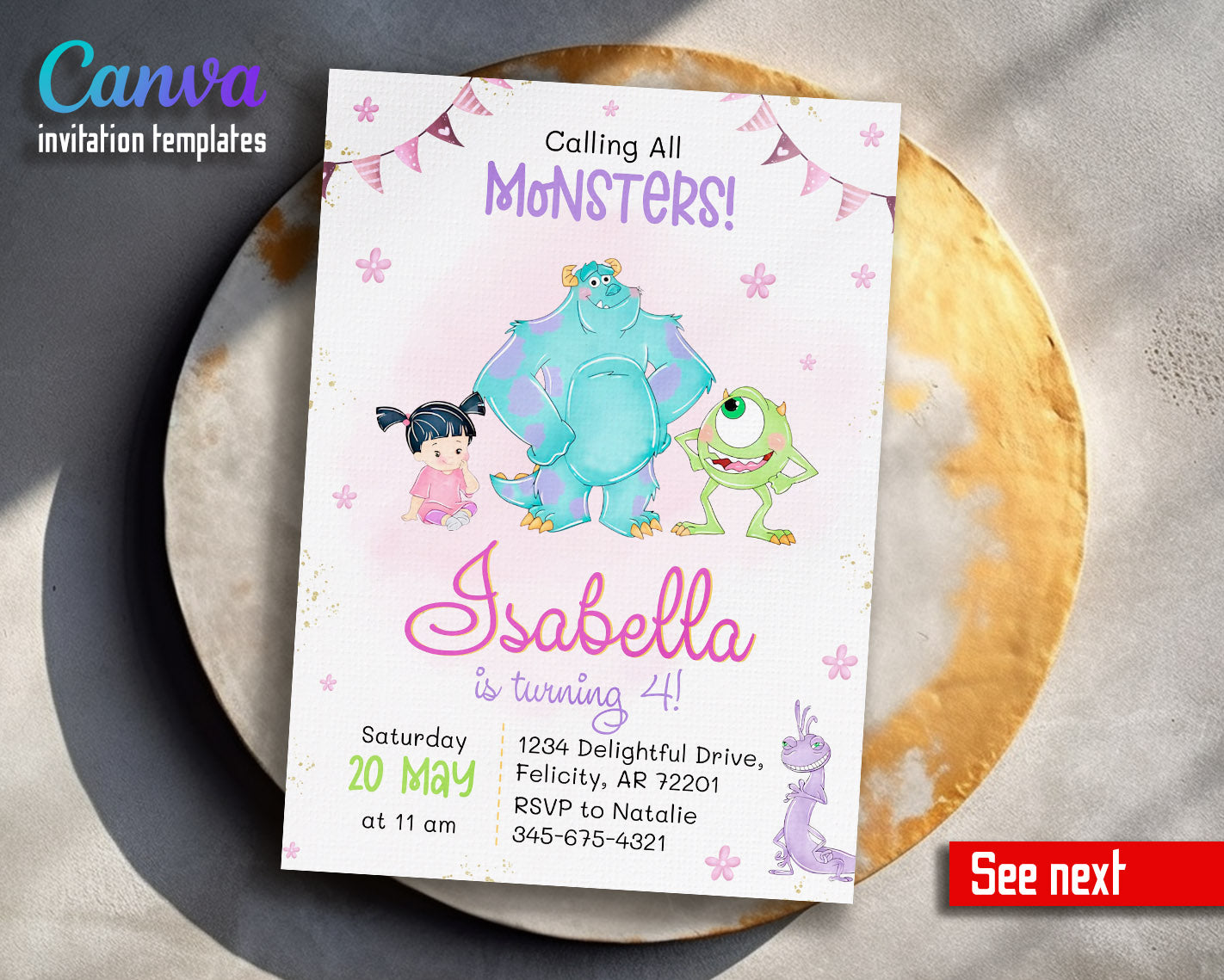 Monsters, Inc. customizable invitation template | Share or Print |  | PM888