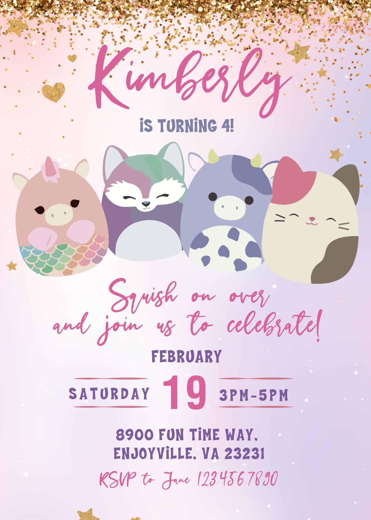 Squishmallows  customizable invitation template | Share or Print |  | PF636