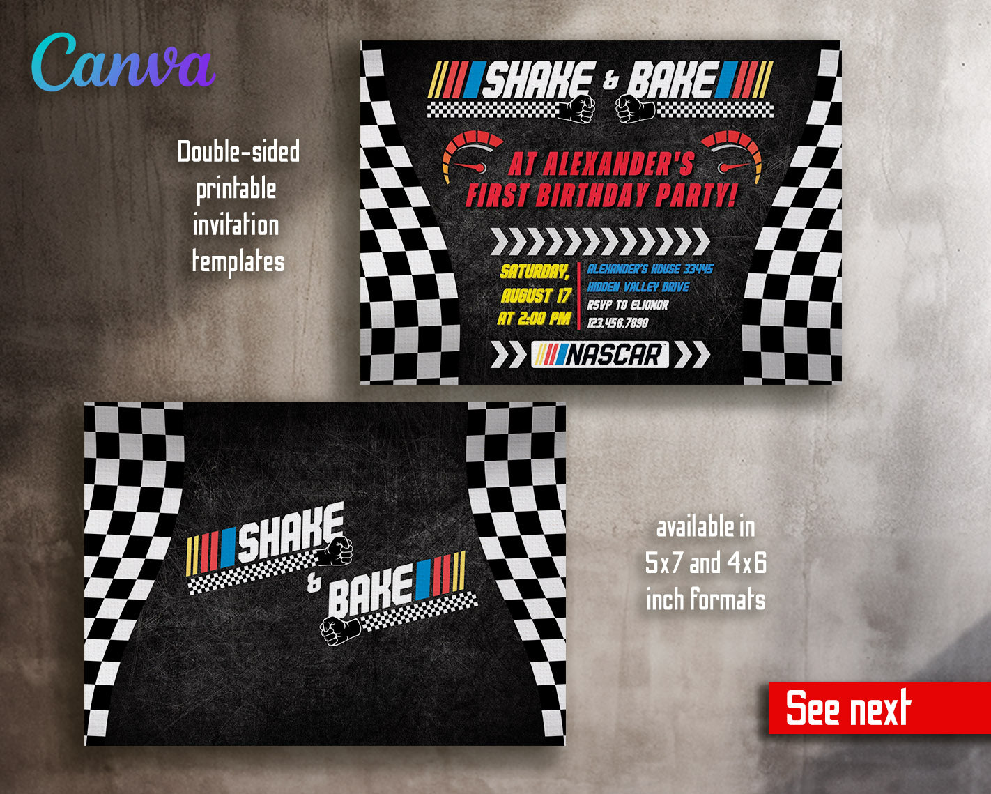 Nascar Ricky Bobby customizable invitation template | Share or Print | boy | FF044