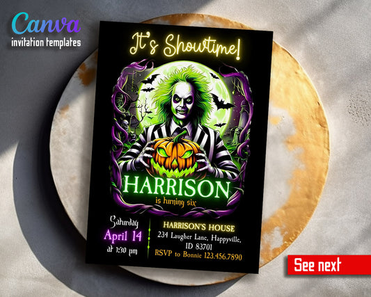 Beetlejuice Halloween customizable invitation template | Share or Print |  | GV635