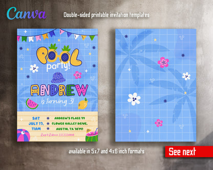 Pool Party customizable invitation template | Share or Print | boy | IL948