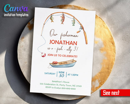 Fishing O-Fish-Ally customizable invitation template | Share or Print |  | JT052