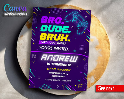 Bruh Gamer customizable invitation template | Share or Print | boy | YM137