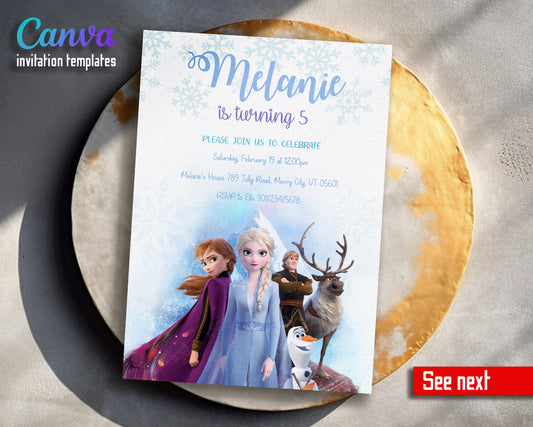 Frozen Elsa  customizable invitation template | Share or Print | girl | HU408