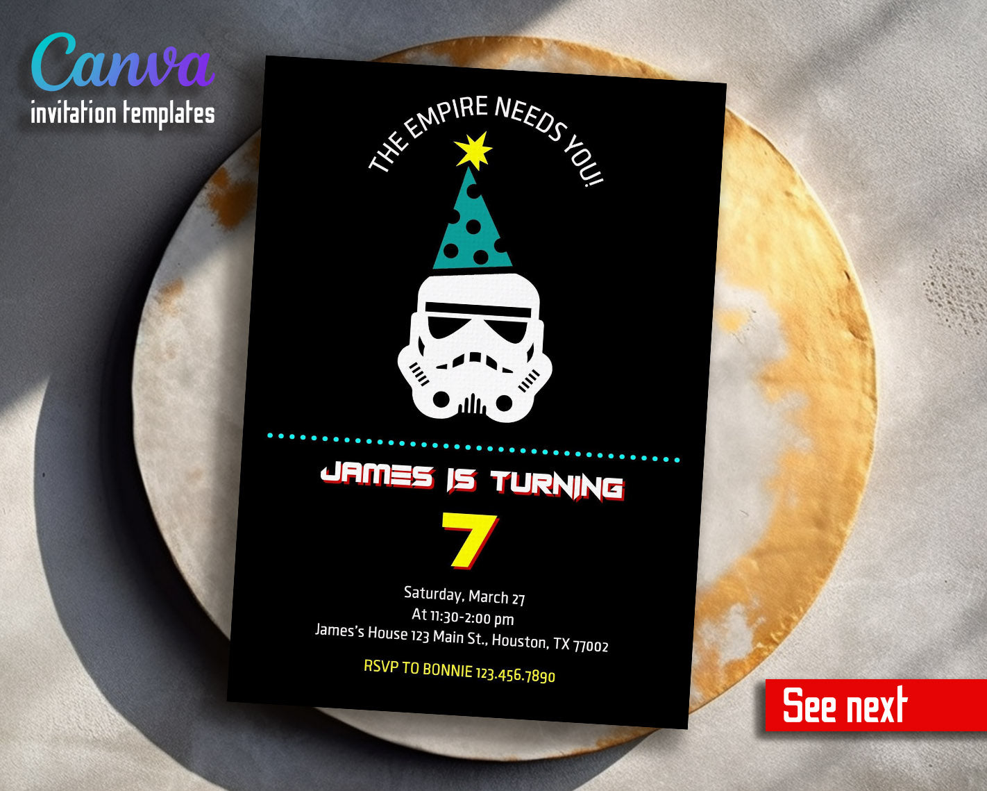 Star Wars Darth Vader  customizable invitation template | Share or Print | boy | OS257