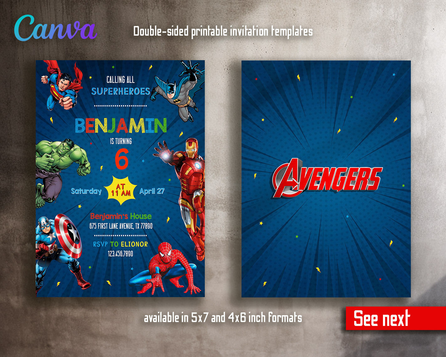 Avengers Marvel Superhero  customizable invitation template | Share or Print | boy | MY855