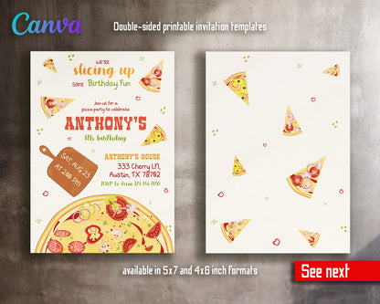 Pizza Party customizable invitation template | Share or Print |  | EX115