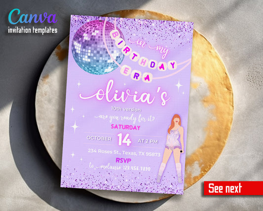 Taylor Swift Eras Tour  customizable invitation template | Share or Print | girl | HX197