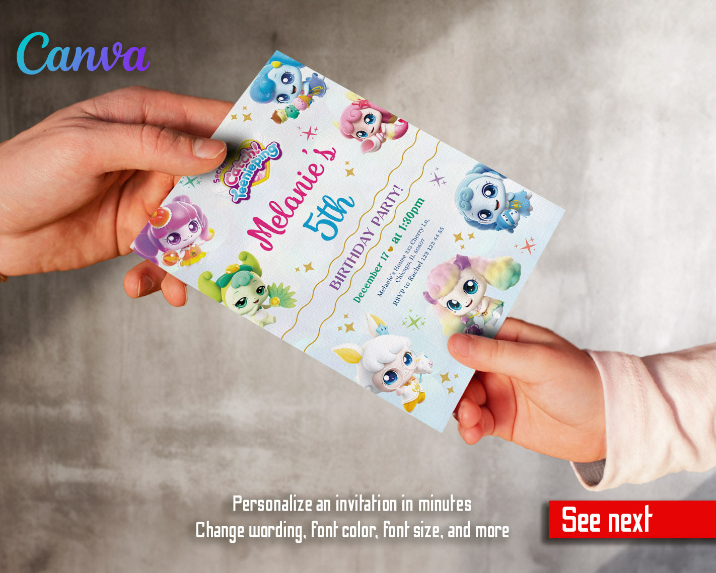 Catch Teenieping customizable invitation template | Share or Print | girl | JQ527