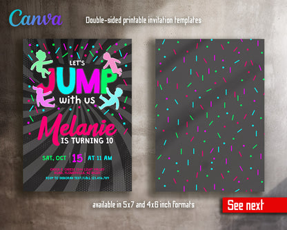 Trampoline Jump Party  customizable invitation template | Share or Print |  | KP592