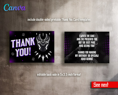 Black Panther Superhero Marvel customizable invitation template | Share or Print | boy | PB905