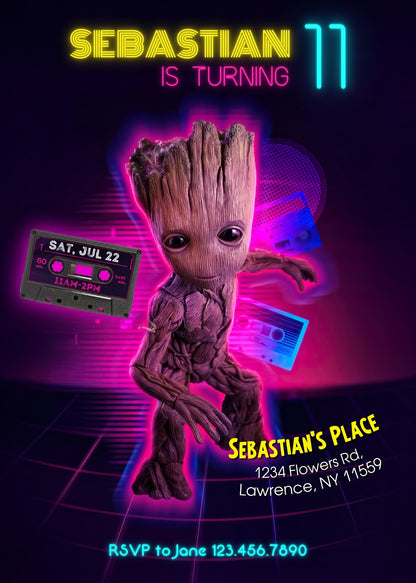 Groot Guardians of the Galaxy Superhero customizable invitation template | Share or Print |  | HX392