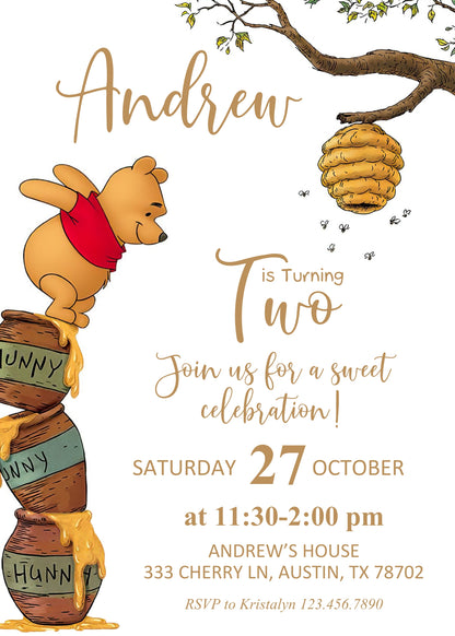 Winnie the Pooh  customizable invitation template | Share or Print |  | IJ591