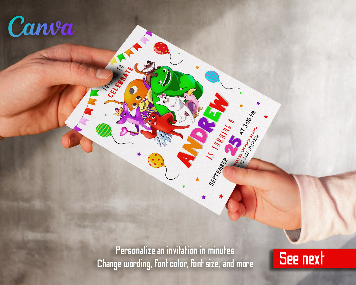 Garten of Banban Gamer customizable invitation template | Share or Print |  | AT858