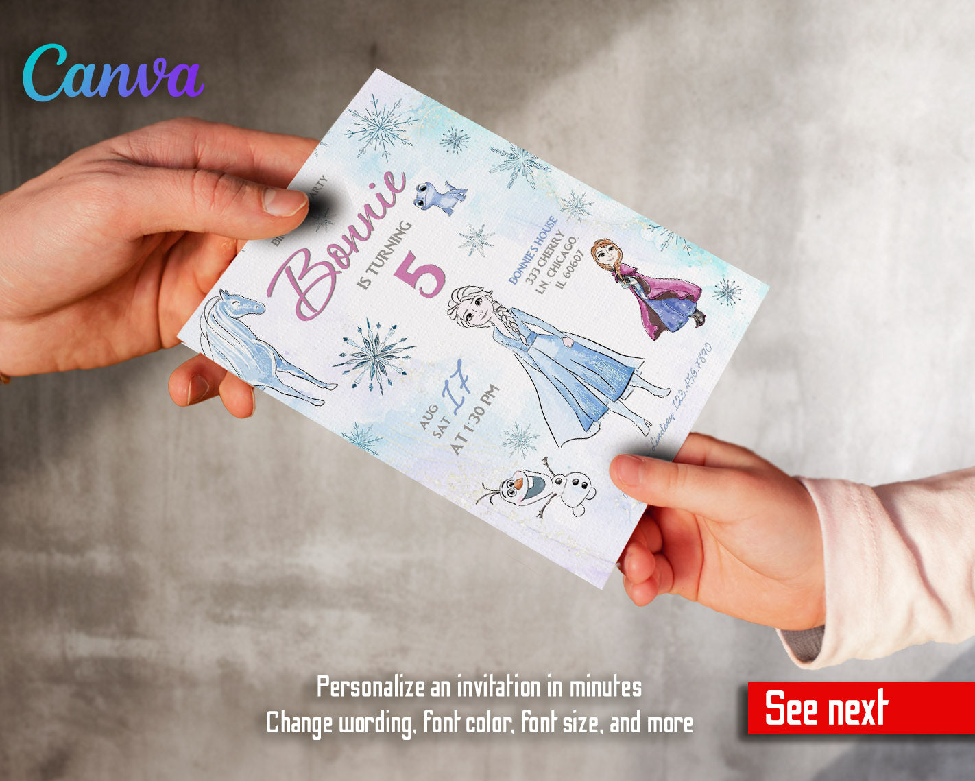 Frozen Elsa  customizable invitation template | Share or Print | girl | CY510