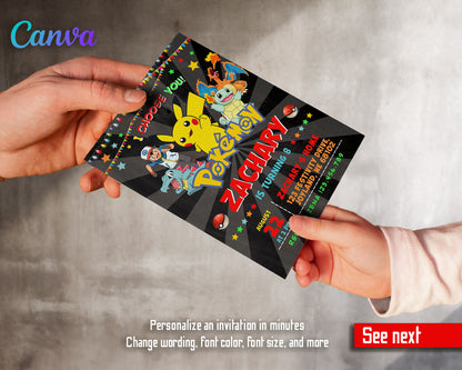 Pokemon Pikachu  customizable invitation template | Share or Print |  | XA280