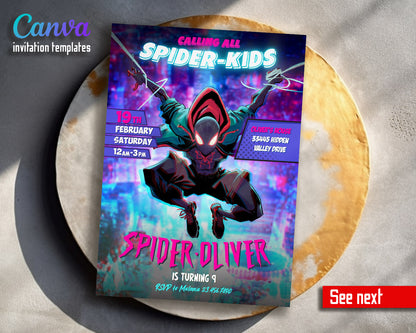 Spider Man Across the Spider-Verse customizable invitation template | Share or Print | boy | NA349