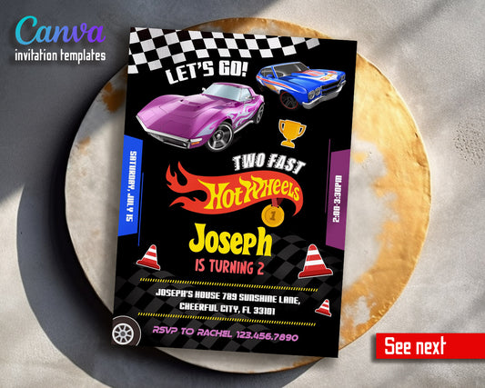 Hot Wheels Two Fast 2 Furious customizable invitation template | Share or Print | boy | WV169