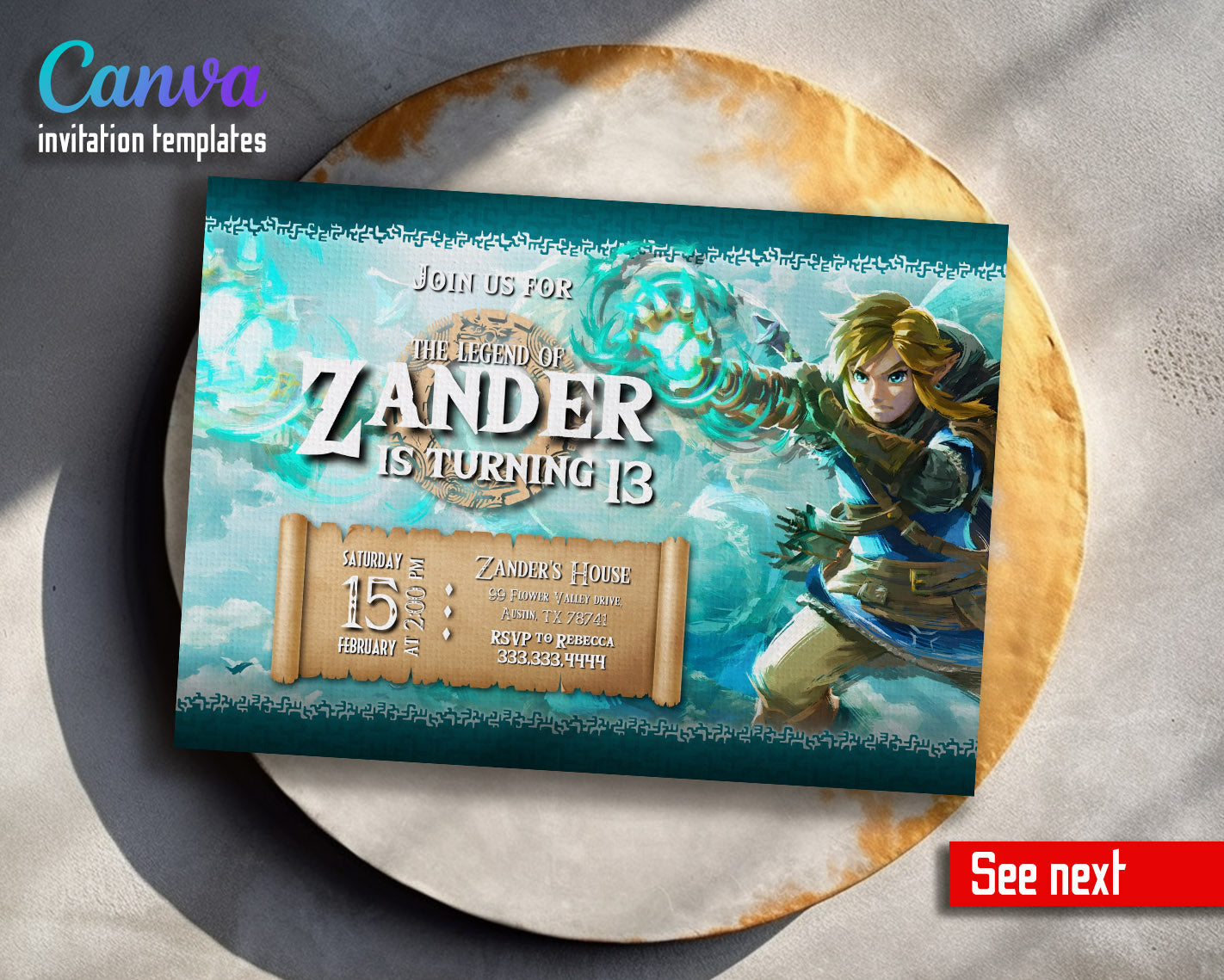 Legend of Zelda  customizable invitation template | Share or Print |  | XF290