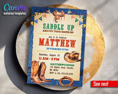 Cowboy Rodeo customizable invitation template | Share or Print | boy | II658