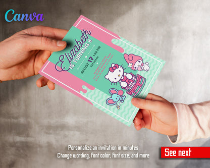 Hello Kitty Sanrio customizable invitation template | Share or Print | | NZ920