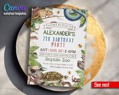 Reptile Lizard Snake customizable invitation template | Share or Print |  | BQ774