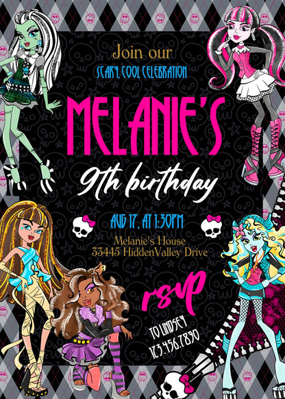 Monster High  customizable invitation template | Share or Print | girl | BJ124