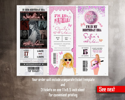 Taylor Swift Eras Tour Ticket customizable invitation template | Share or Print | girl | HT805