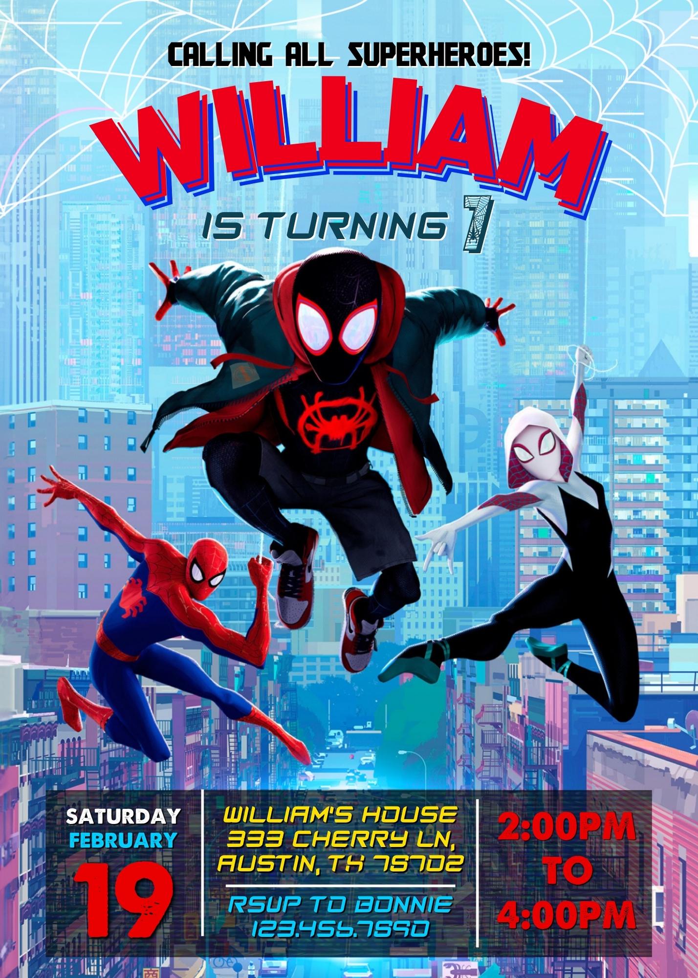 Spiderman Spider Verse customizable invite template | instant download | Share or Print | EE389