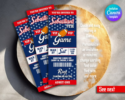 American Football NFL Super Bowl customizable invitation template | Share or Print | boy | VY597