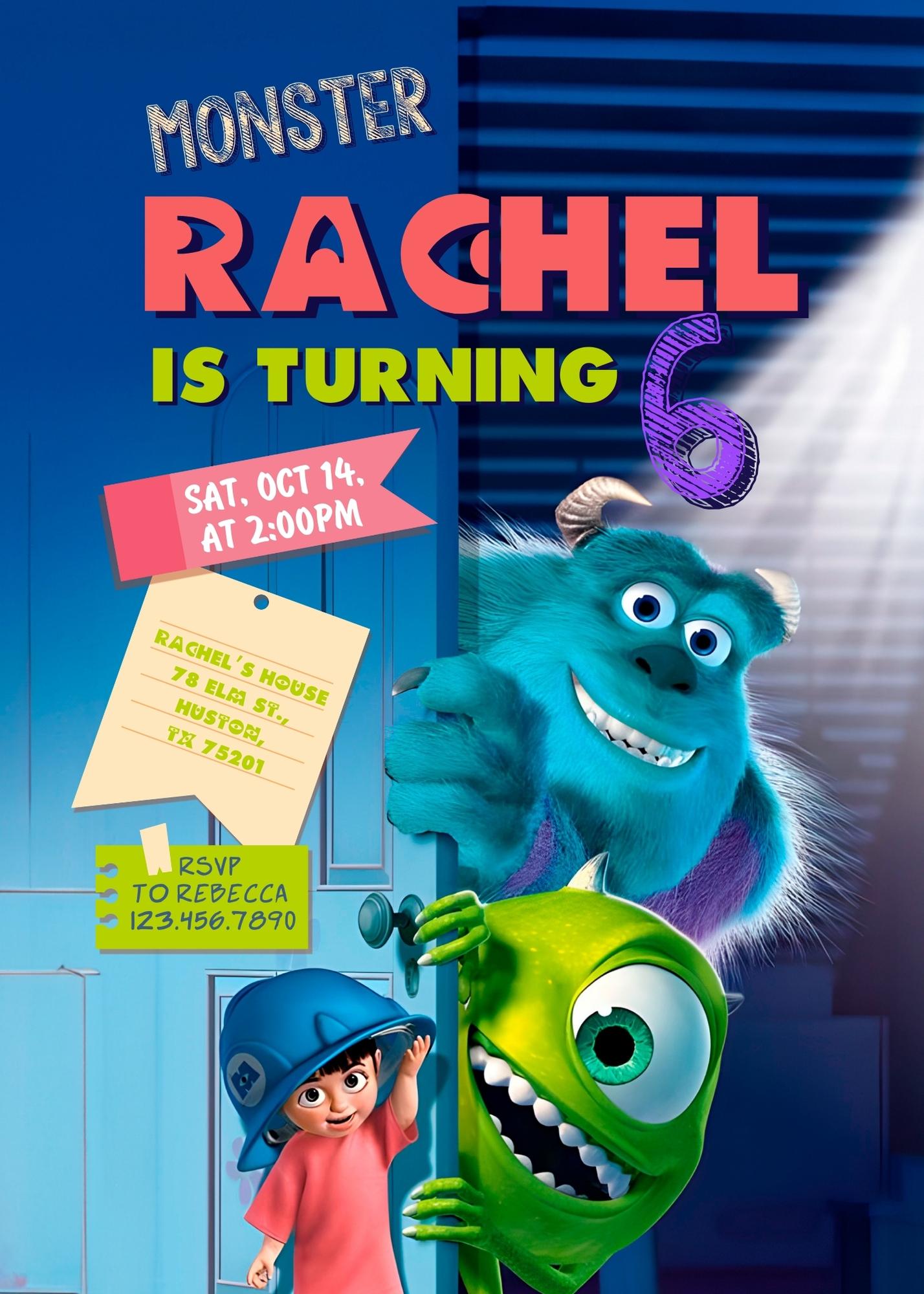 Monsters, Inc.  customizable invitation template | Share or Print |  | SO336