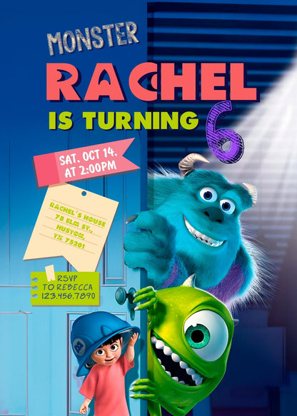 Monsters, Inc.  customizable invitation template | Share or Print |  | SO336